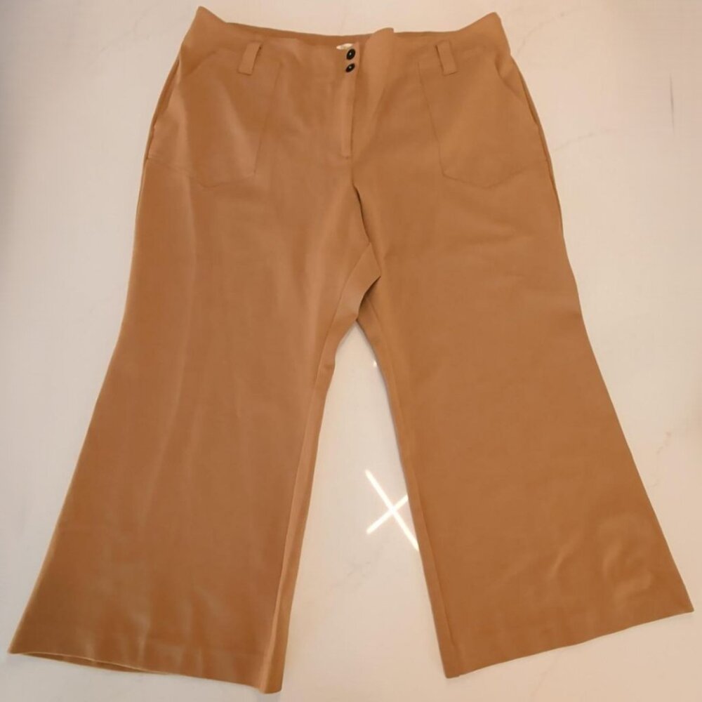 MAEVE Anthropologie Sz 30 Naomi Wide Women's Pants Tan Wide Flare Trouser Plus